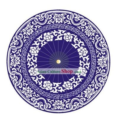 Chinese Hand Made Blue Flower Paper Umbrellas