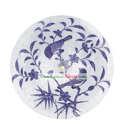 Chinese Hand Made Blue Bird Umbrella