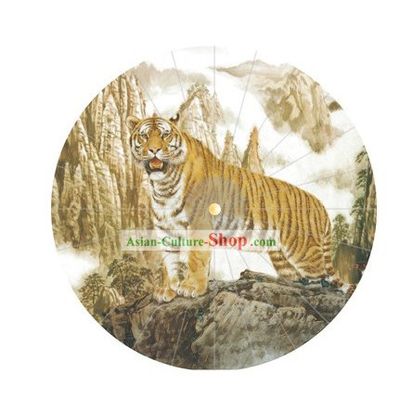Chinese Hand Made Tiger Decoration Umbrella