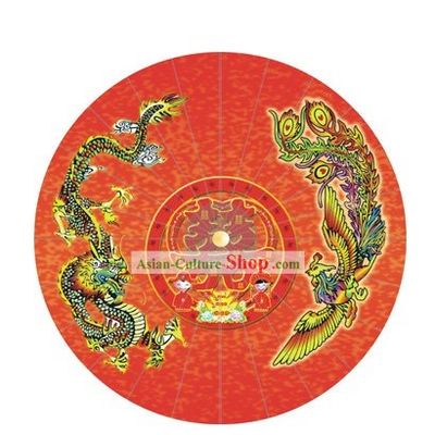 Chinese Hand Made Dragon Phoenix Wedding Umbrella