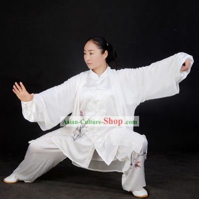 Chinese Silk Embroidered Tai Chi Suit and Cape Set