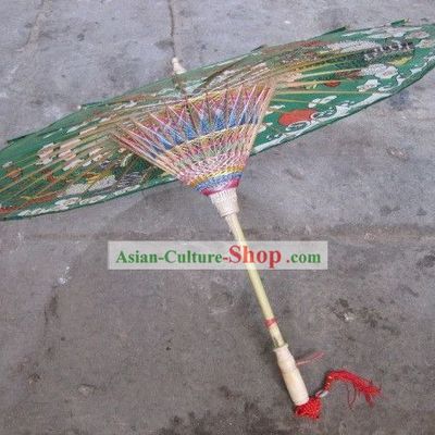 Chinese Hand Made Green Phoenix Umbrella