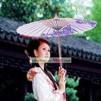 Chinese Blue Flower Hanfu Umbrella
