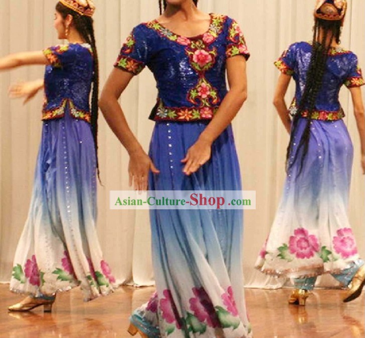 Traditional Chinese Xinjiang Ughur Dance Costumes Set