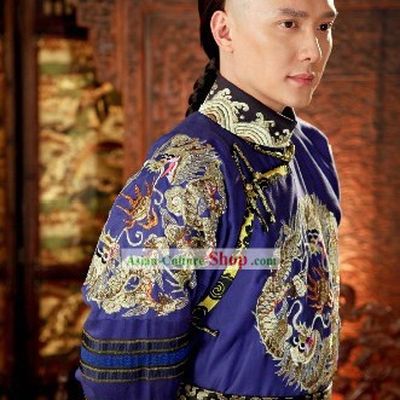 Ancient Chinese Qing Dynasty Official Court Costumes and Hat