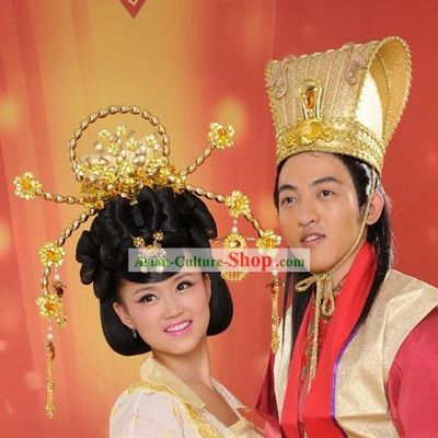 Traditional Chinese Wedding Hair Decoration Crowns for Bride and Groom