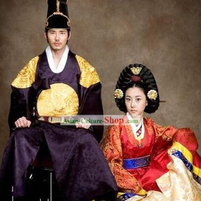 Ancient Korean Palace Hanbok Two Sets for Men and Women