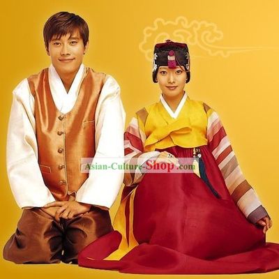 Ancient Korean Hanbok Two Sets for Men and Women