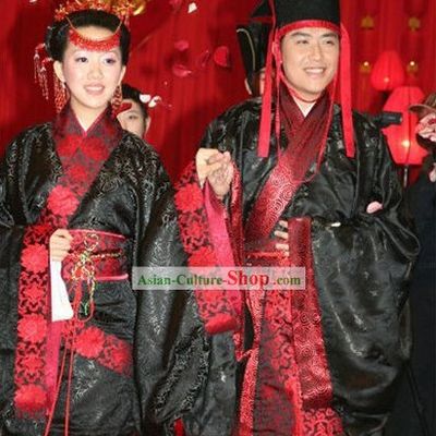 Han Dynasty Quju Garments Wedding Dress 2 Sets for Men and Women