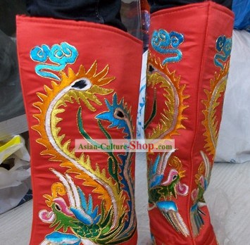 Ancient Chinese Wedding Phoenix Embroidery Boots