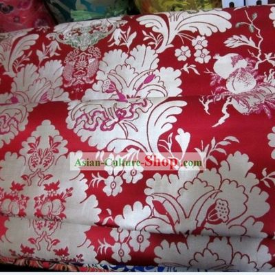 Chinese White Flower Brocade Fabric