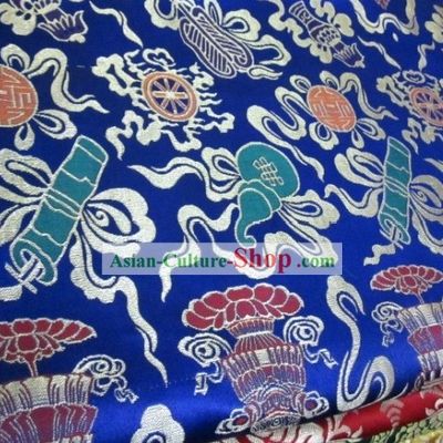 Traditional Chinese Lucky Eight Treasures Brocade Fabric