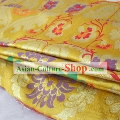 Traditional Chinese Folk Golden Brocade Fabric