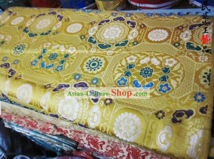Traditional Chinese Folk Golden Brocade Fabric