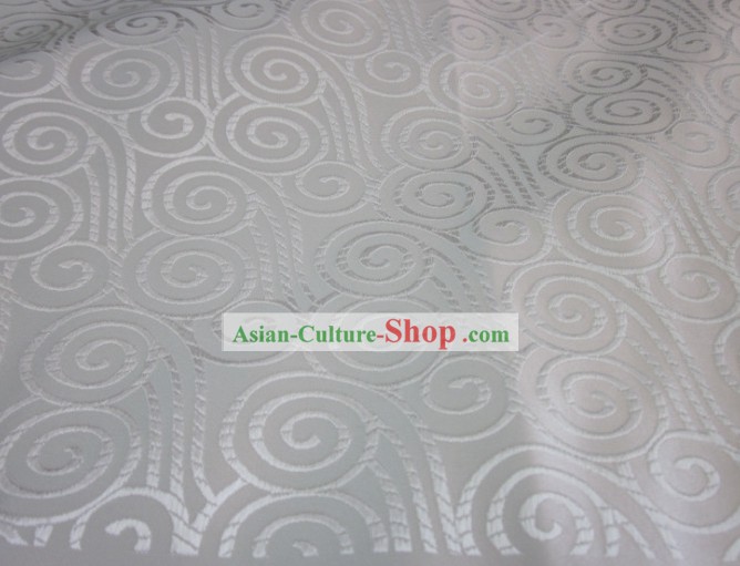 Chinese Tibetan White Brocade Fabric