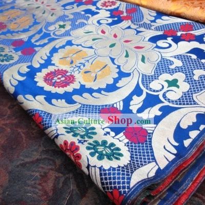 Chinese Traditional Blue Brocade Fabric