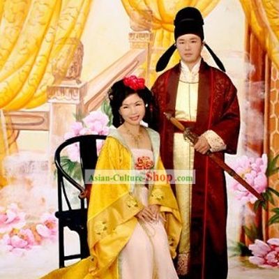Traditional Chinese Wedding Dress Bride and Bridegroom 2 Sets