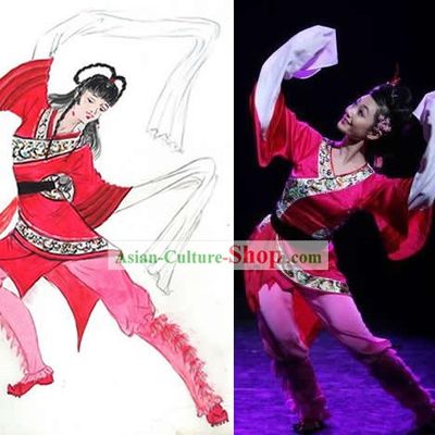 Chinese Water Sleeve Folk Dancing Costumes
