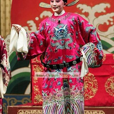 Traditional China Peking Opera Dragon Robe and Hat Set