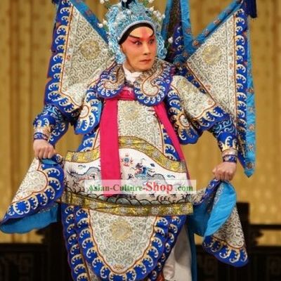 Peking Opera Zhao Yun Da Kao Armor Dress and Hat Set for Men