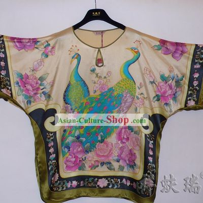 Rui Fu Xiang Silk Peacock Shirt for Women