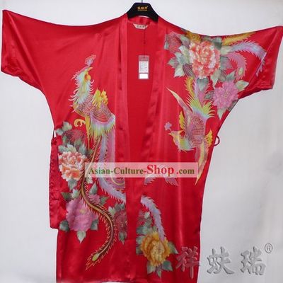 Rui Fu Xiang Hand Painted Phoenix Silk Gown for Women
