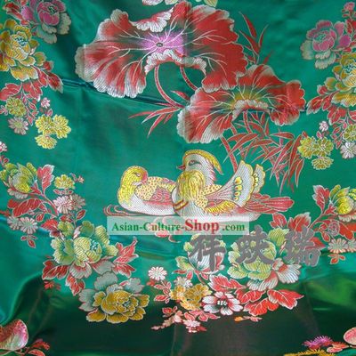 Chinese Peking Rui Fu Xiang Green Wedding Brocade Bedcover