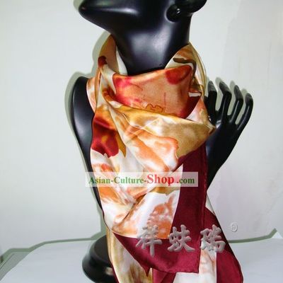 Chinese Beijing Rui Fu Xiang Traditional Flower Silk Scarf
