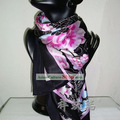 China Beijing Rui Fu Xiang Traditional Flower Silk Scarf