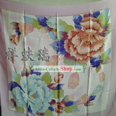 China Beijing Rui Fu Xiang Traditional Flower Silk Scarf