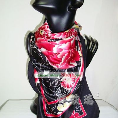 Chinese Rui Fu Xiang Silk Flower Scarf for Women