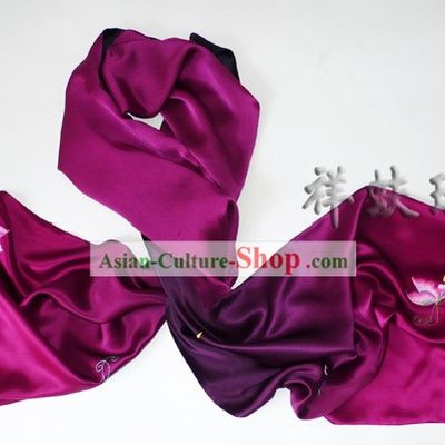 Chinese Rui Fu Xiang Silk Hand Embroidered Butterfly Scarf