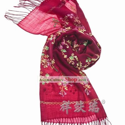 Traditional Chinese Rui Fu Xiang Flower Wool Scarf