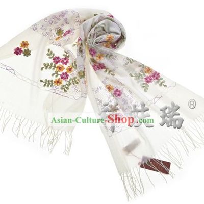 Traditional Chinese Rui Fu Xiang Flower Wool Scarf