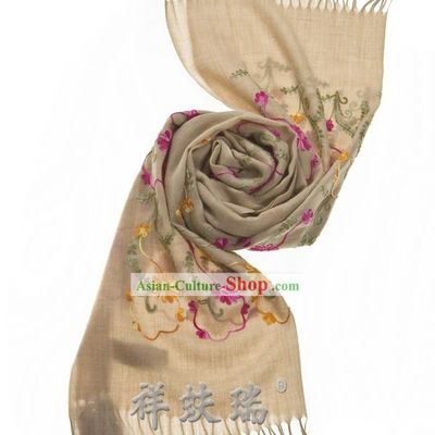 Traditional Chinese Rui Fu Xiang Flower Wool Scarf