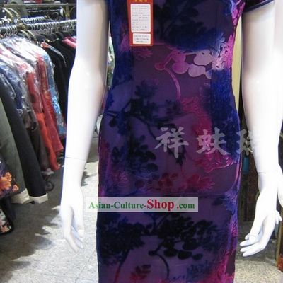 Chinese Classic Beijing Rui Fu Xiang Silk Qipao for Women