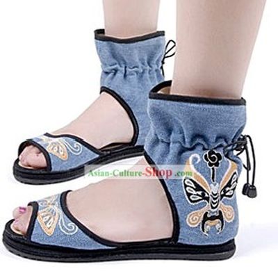 Traditional Chinese Summer Embroidered Opera Masks Sandals
