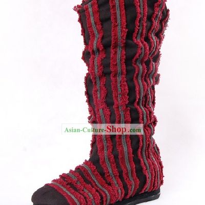 Traditional Chinese Handmade Folk Cotton Boots