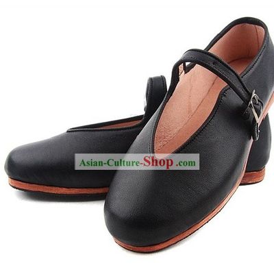 Chinese Classic Handmade Bu Ying Zhai Mulan Cow Leather Shoes for Women
