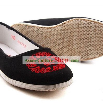 Traditional Chinese Beijing Bu Ying Zhai Black Cloth Shoes for Women