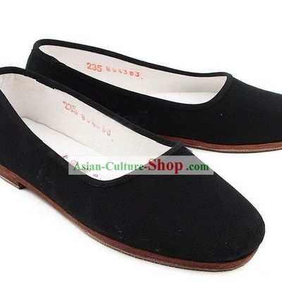 Chinese Classic Handmade Bu Ying Zhai Black Cloth Shoes for Women