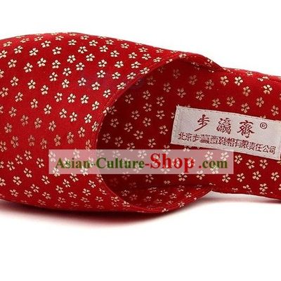 Chinese Handmade Bu Ying Zhai Red Slipper for Women