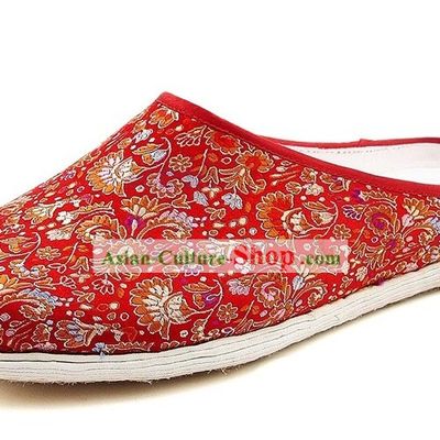 Chinese Handmade Bu Ying Zhai Brocade Slippers for Women