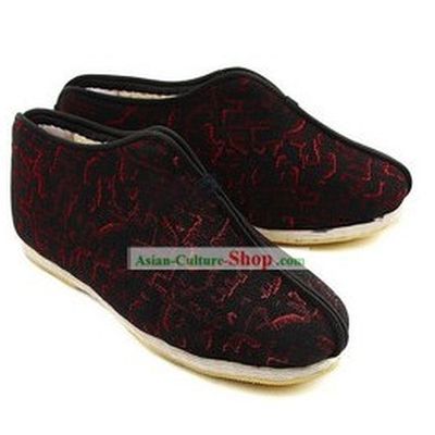 Chinese Handmade Bu Ying Zhai Winter Brocade Cotton Shoes