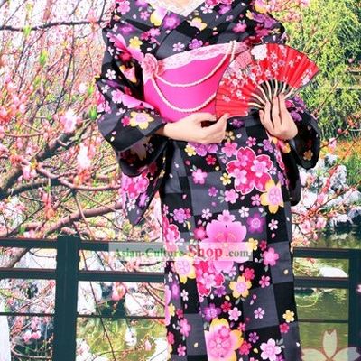 Japanese Yutaka Kimono Clothes Obi and Geta Sandal Complete Set for Women