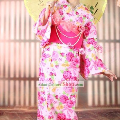Japanese Yutaka Kimono Obi Belt Geta Sandal Complete Set for Women