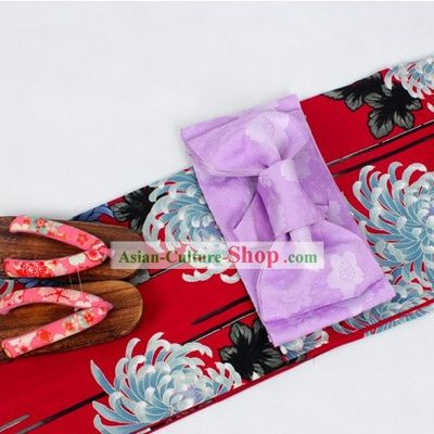 Japanese Yukata Kimono Obi and Geta Sandal Complete Set for Women