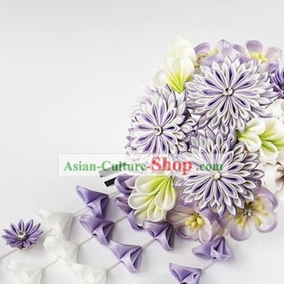 Traditional Japanese Handmade Kimono Flower Hair Accessories Set