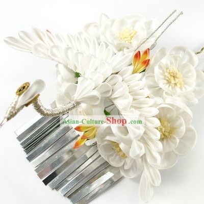 Traditional Japanese Geisha Crane Hair Accessories Set