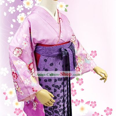 Japanese Formal Kimono Dress and Geta Sandal Complete Set for Women